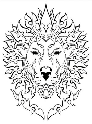 Página para Colorir Uma Tatuagem de Leão