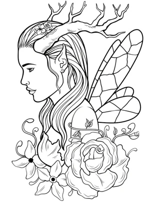 Página para Colorir Design de Fada Encantada