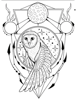 Página para Colorir Design Incrível de Coruja para Colorir