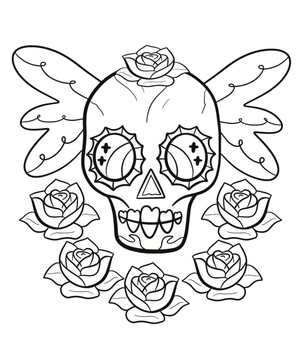 Desenho de Tatuagem: Caveiras e Rosas