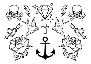Página para Colorir Desenhos de Tatuagem