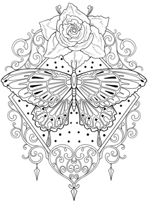 Página para Colorir Tatuagem de Borboleta