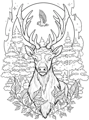 Página para Colorir Tatuagem de Veado