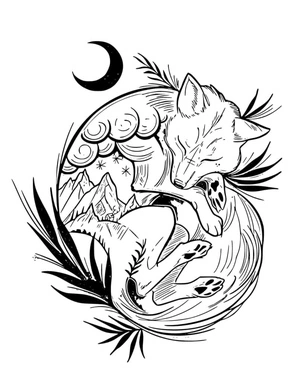 Página para Colorir Tatuagem de Raposa