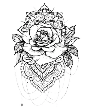 Página para Colorir Tatuagem de Rosa