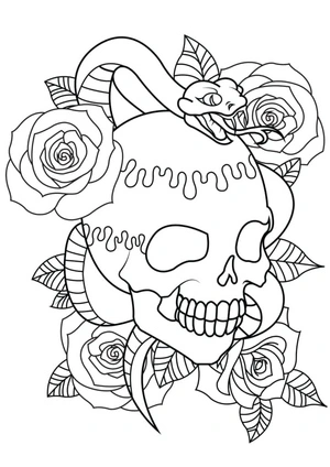 Página para Colorir Tatuagem de Caveira