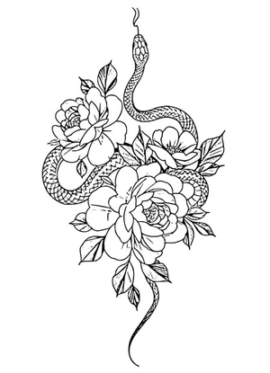 Página para Colorir Tatuagem de Cobra