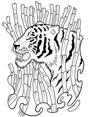 Página para Colorir Tatuagem de Tigre