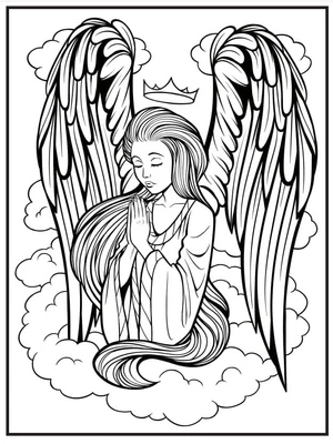 Página para Colorir Tatuagem de Anjo