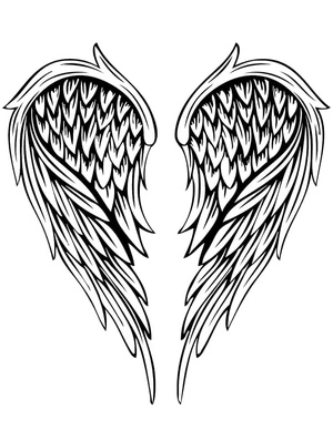 Página para Colorir Tatuagem de Asas de Anjo