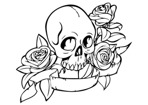 Tatuagem de Flores e Caveira