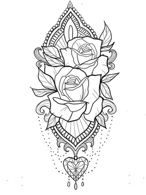 Página para Colorir Tatuagem de Flores
