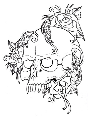 Página para Colorir Crânio de Vampiro