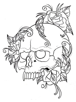 Página para Colorir Página para Colorir Crânio de Vampiro