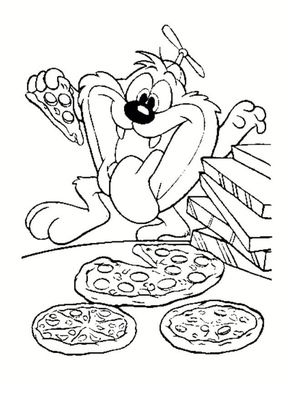 Taz curtindo pizza