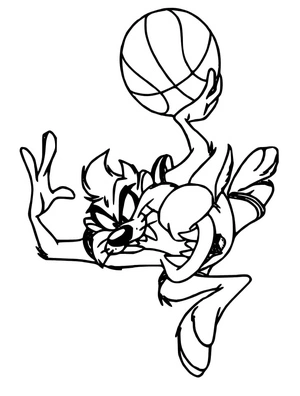 Página para Colorir Taz Jogando Basquete