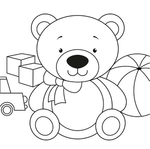 Página para Colorir Urso com Brinquedos