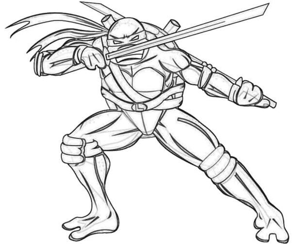 Página para Colorir Leonardo é o líder das tartarugas.