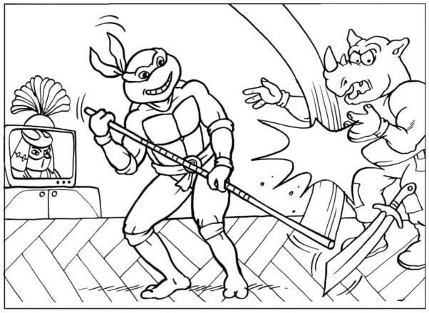 Página para Colorir Don Brincalhão Derrota Rocksteady