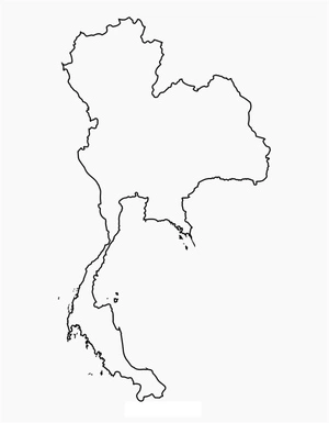 Página para Colorir Contorno do Mapa da Tailândia