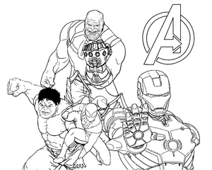 Página para Colorir Vingadores contra Thanos
