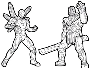 Página para Colorir Homem de Ferro e Thanos