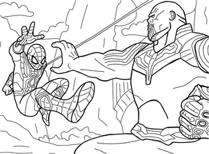 Página para Colorir Homem-Aranha e Thanos