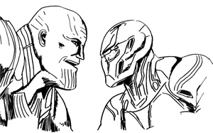 Página para Colorir Thanos e Homem de Ferro - Dupla Colorida