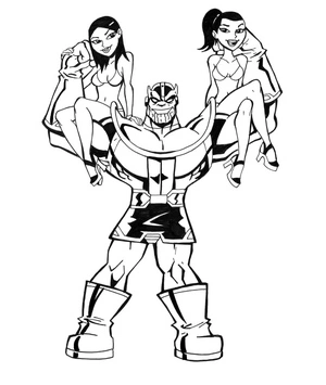 Página para Colorir Thanos e as Garotas