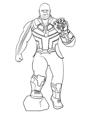 Página para Colorir Ilustração de Thanos e a Manopla do Infinito