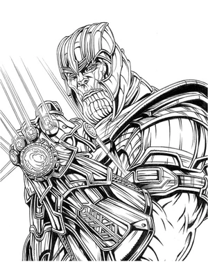 Página para Colorir Thanos empunhando a Manopla do Infinito
