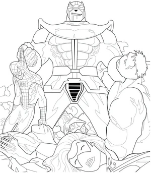 Página para Colorir Os Vingadores Contra Thanos
