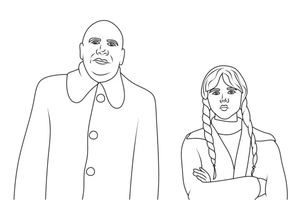 Página para Colorir Tio Fester Geladinho e Wednesday