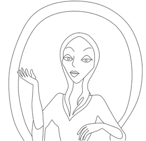 Página para Colorir Desenho da Morticia Addams