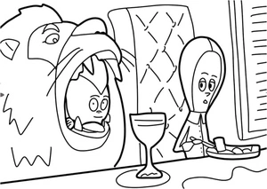 Página para Colorir Jantar em Família com os Addams