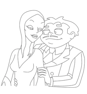Página para Colorir Gomez e Morticia - Uma História de Amor