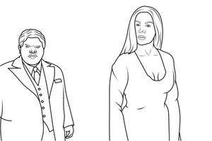 Página para Colorir Gomez e Mortícia Addams