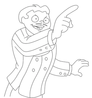 Página para Colorir Gomez Aponta com o Dedo