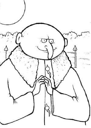 Página para Colorir Tio Fester Feliz
