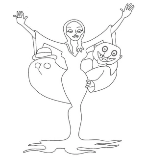 Página para Colorir Morticia e Fester Hilários