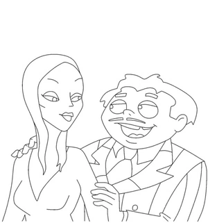 Página para Colorir Jolly Gomez e Morticia
