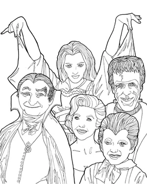 Página para Colorir Alegre Família Addams