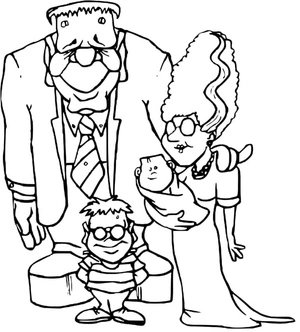Página para Colorir Larch e os Membros da Família Addams