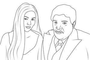 Página para Colorir Mortícia e Gomez Addams