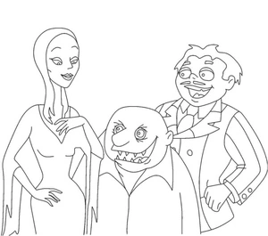 Página para Colorir Mortícia, Fester e Gomez Addams
