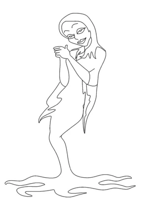 Página para Colorir Mortícia Usando um Vestido Longo