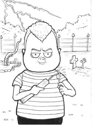 Página para Colorir Pugsley Brilha com Dinamite