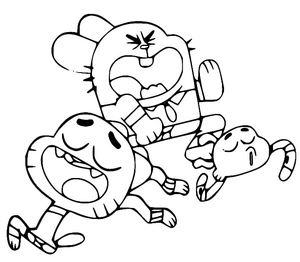 Página para Colorir Os Amigos de The Amazing World of Gumball