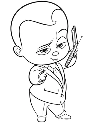 Página para Colorir Bebê Chef Falando ao Telefone