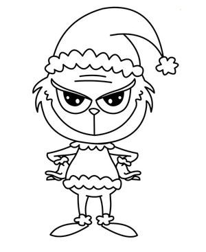 Página para Colorir Chibi Grinch - Pequeno Grinch